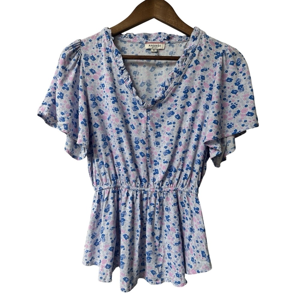 Andree By Unit Women's Floral Top‎ Size Small Rayon Soft Dainty Spring Colorful